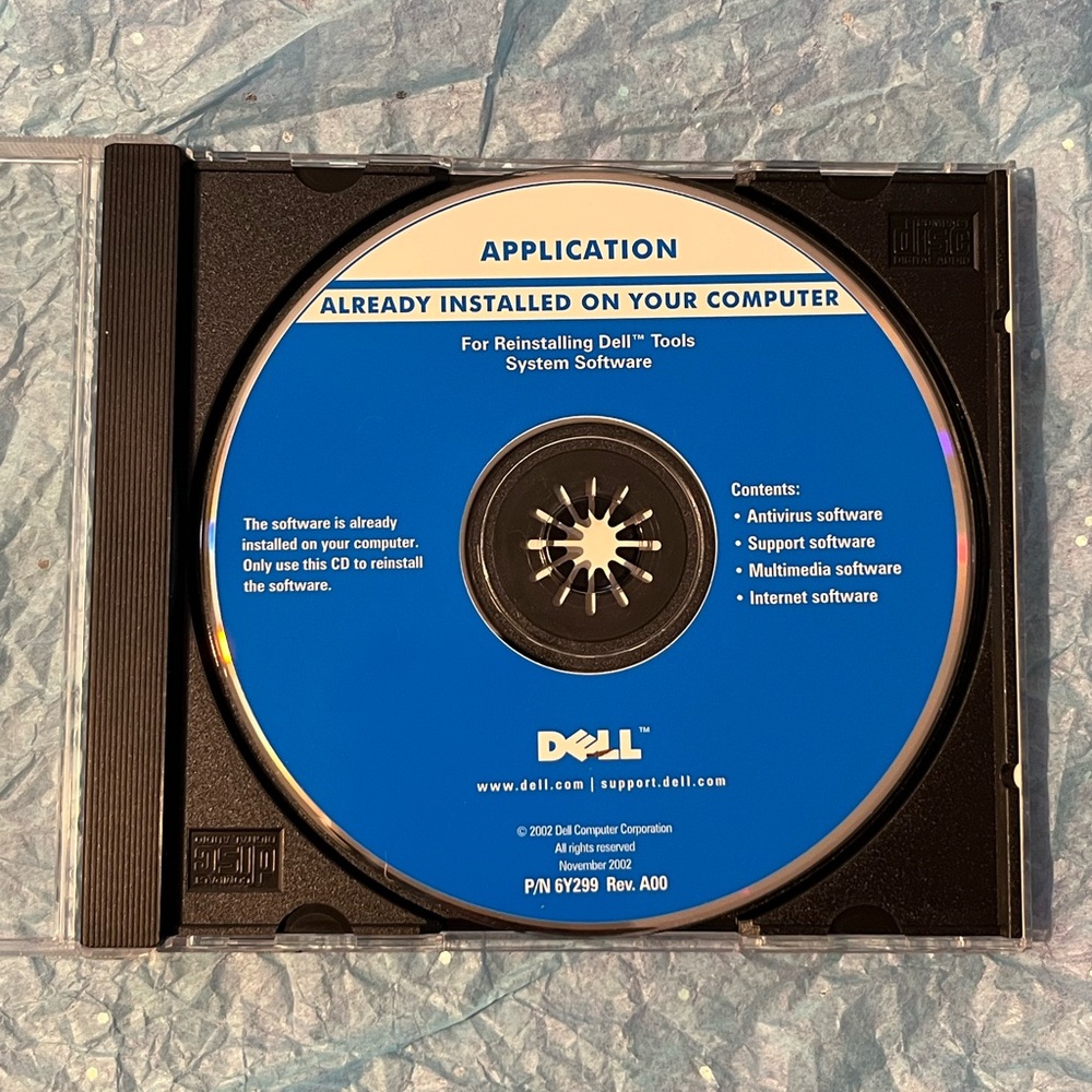 Dell Application Reinstalling Tools System Software | CD-ROM P/N 6Y299 Rev. A00